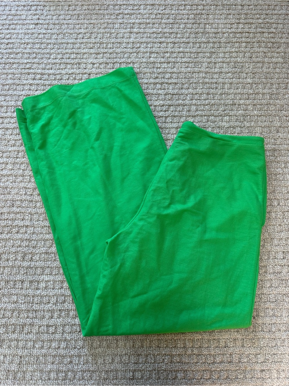 Zara Bright Green Drawstring Light Summer Wide Leg Pants Sz S